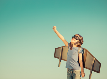 Inspirational child in a pilot costume