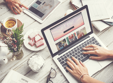 A woman shopping online