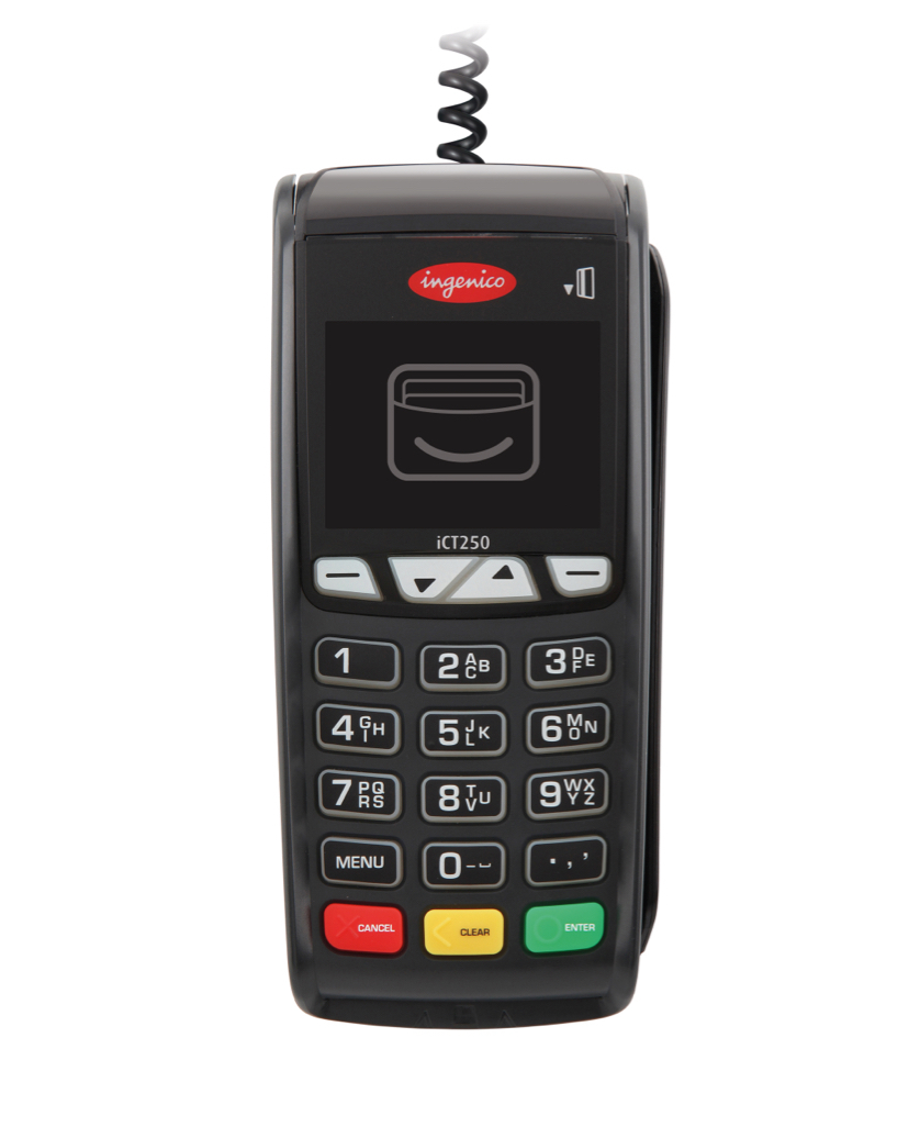 Ingenico card payment machine with black keypad