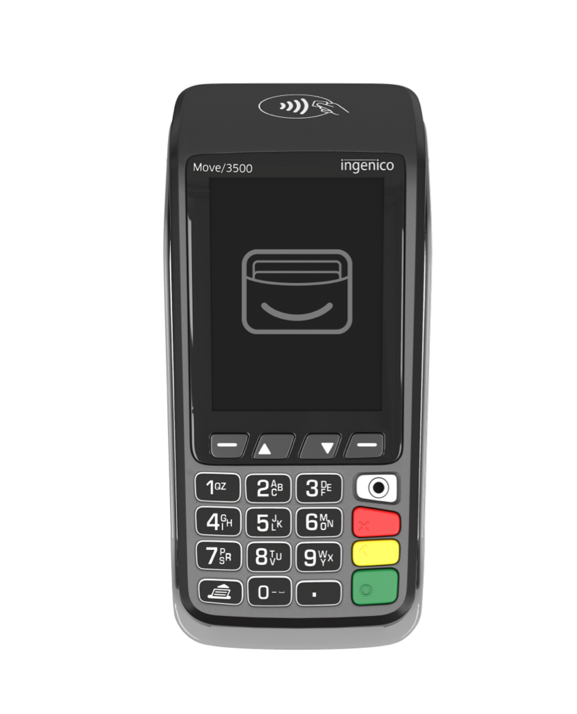 Ingenico card payment machine with silver and black keypad
