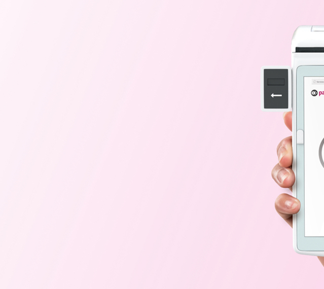 Hand holding payzone plus device